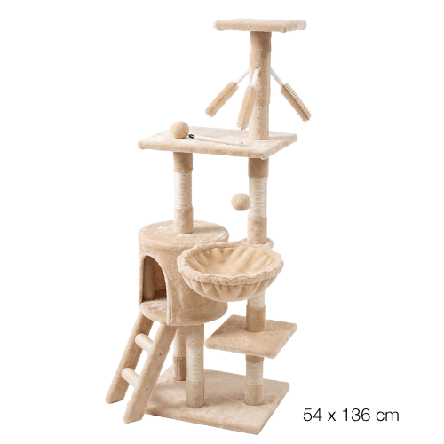 torre rascadora para gatos 136 cm torre rascadora multinivel con hamaca rascador para gatos grande con casita torre de actividades para gatos beige rascador con cepillo masajeador y cueva torre de escalada para gatos con rampa rascador multinivel para varios gatos torre rascadora alta con juguetes rascador con postes de sisal para gato